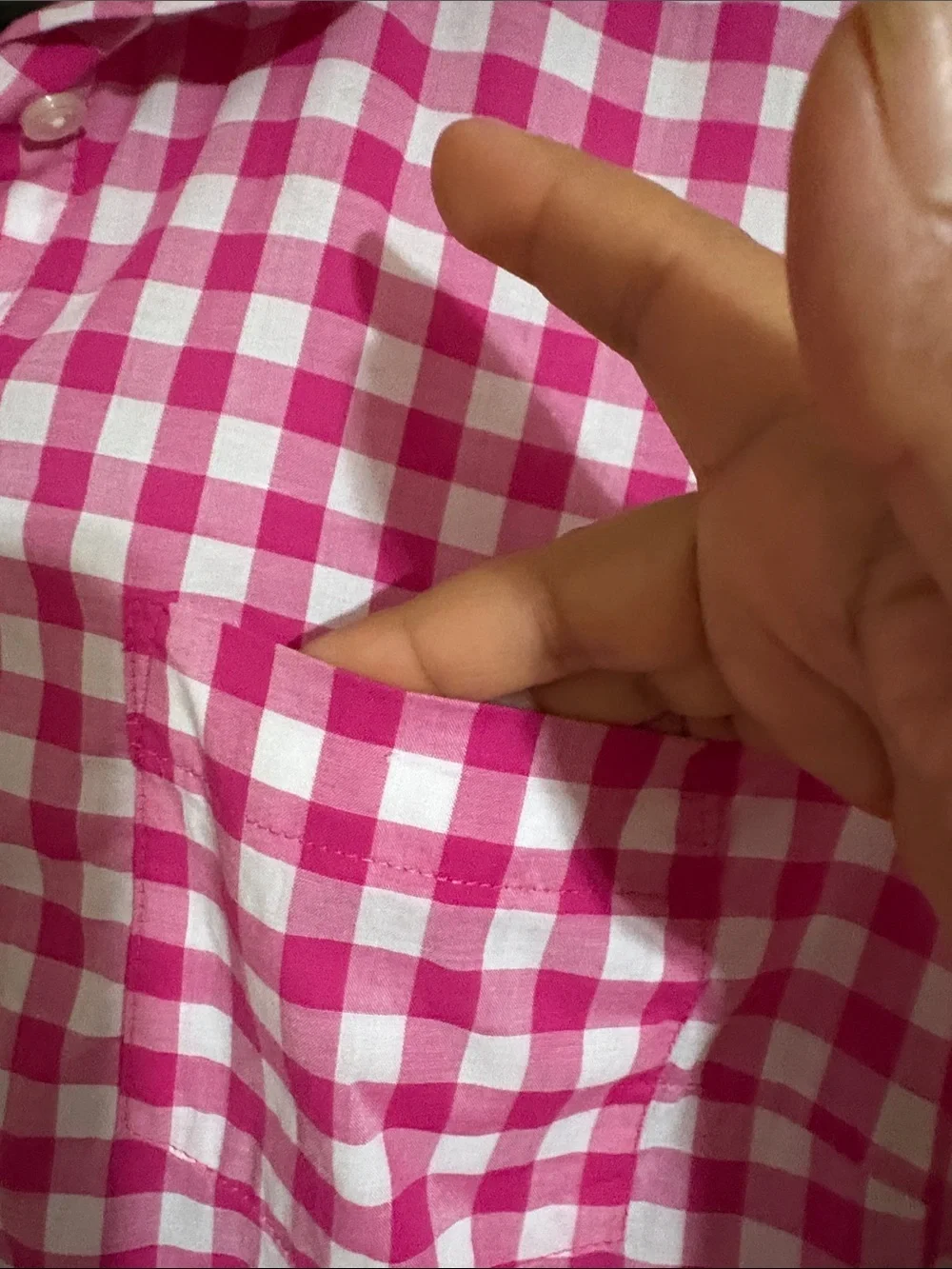 J. Crew Pink and White Gingham Shirt